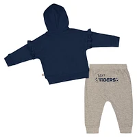 Ensemble sweat à capuche et pantalon en polaire pour bébé fille Colosseum Navy Auburn Tigers Patches