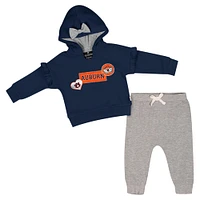 Ensemble sweat à capuche et pantalon en polaire pour bébé fille Colosseum Navy Auburn Tigers Patches