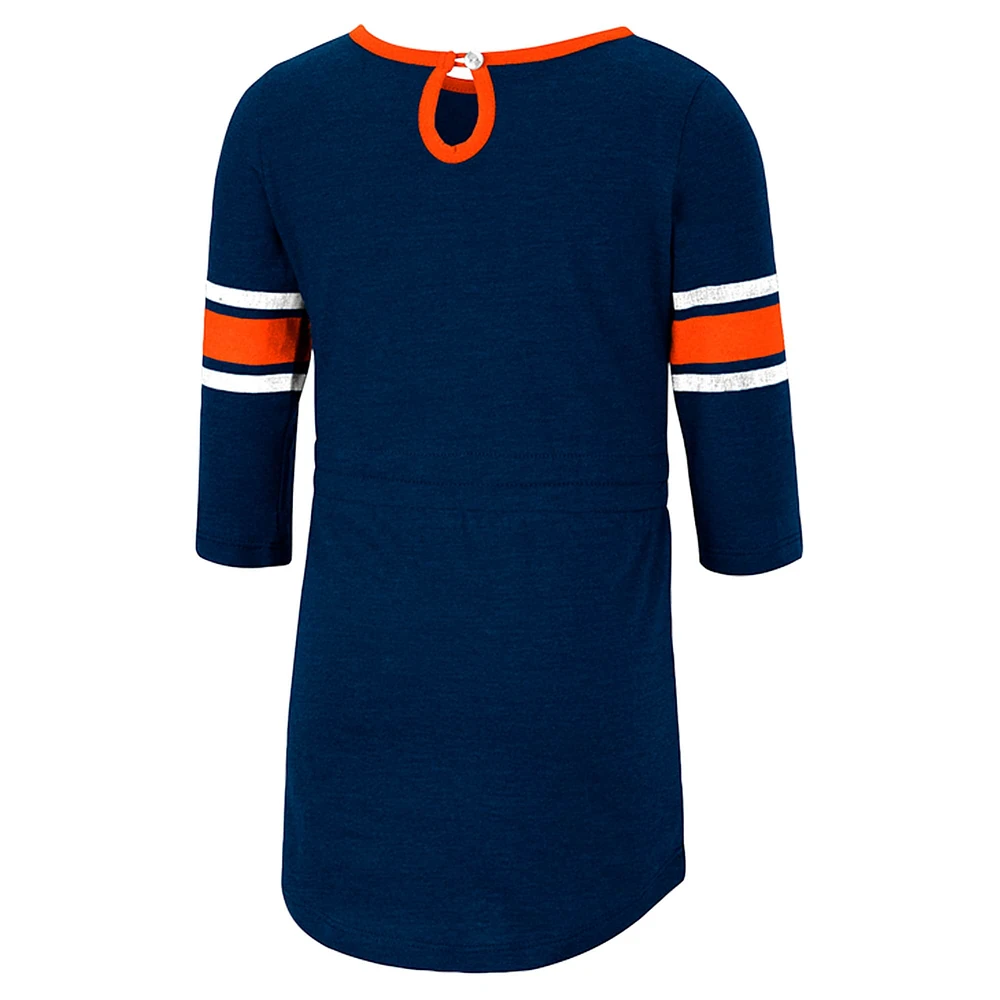 Girls Toddler Colosseum Heathered Navy Auburn Tigers Poppin Sleeve Stripe Dress