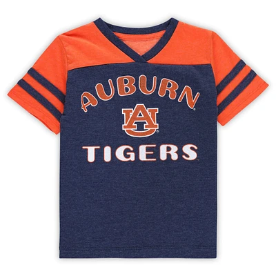 Girls Toddler Colosseum Navy/Orange Auburn Tigers Piecrust Promise Striped V-Neck T-Shirt