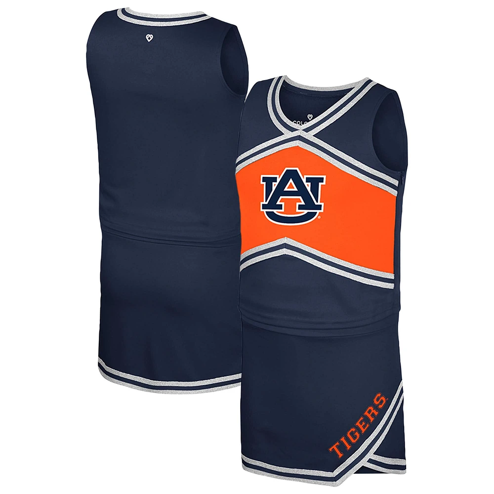 Ensemble haut et jupe de pom-pom girl pour filles du Colosseum Navy Auburn Tigers