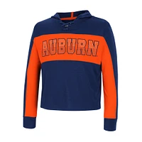 Girls Youth Colosseum Navy Auburn Tigers Galooks Hoodie Lace-Up Long Sleeve T-Shirt