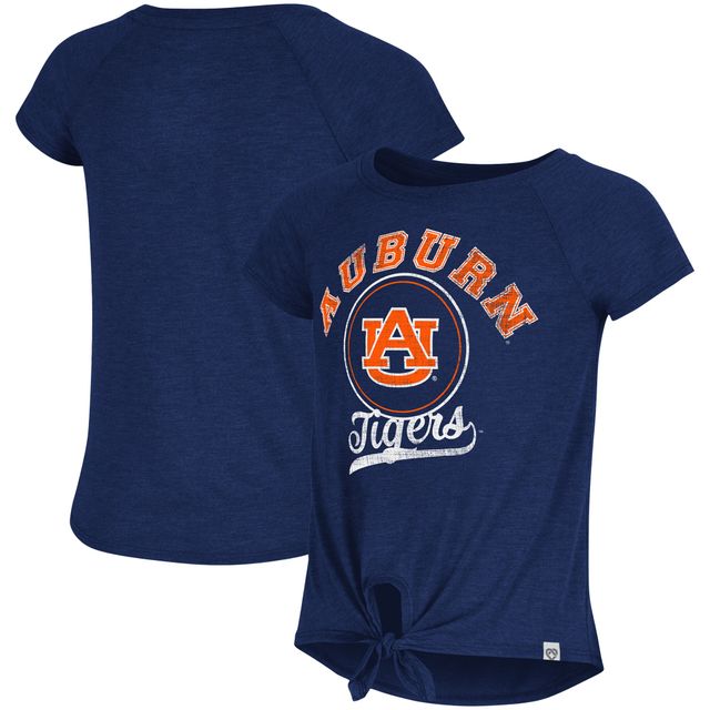 T-shirt à manches raglan noué sur le devant Colosseum Navy Tigers Salt pour jeunes filles