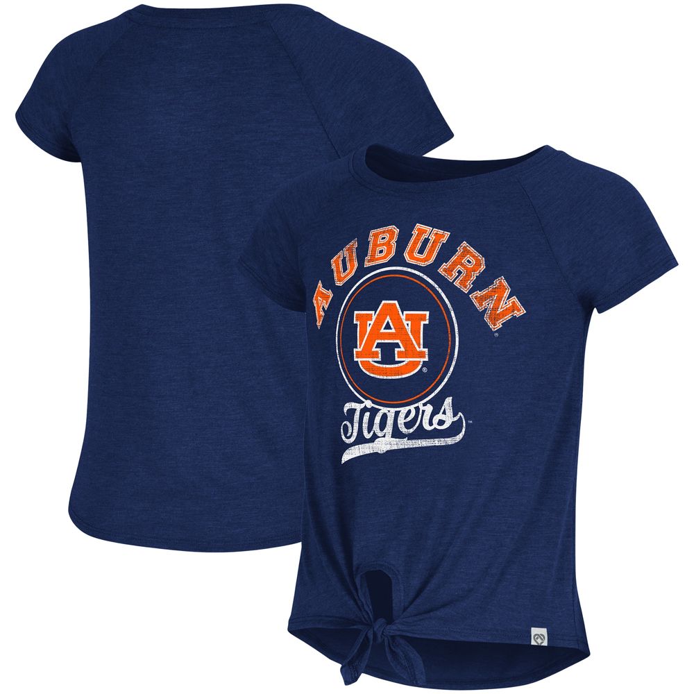 Girls Youth Colosseum Navy Auburn Tigers Salt Tie-Front Raglan T-Shirt