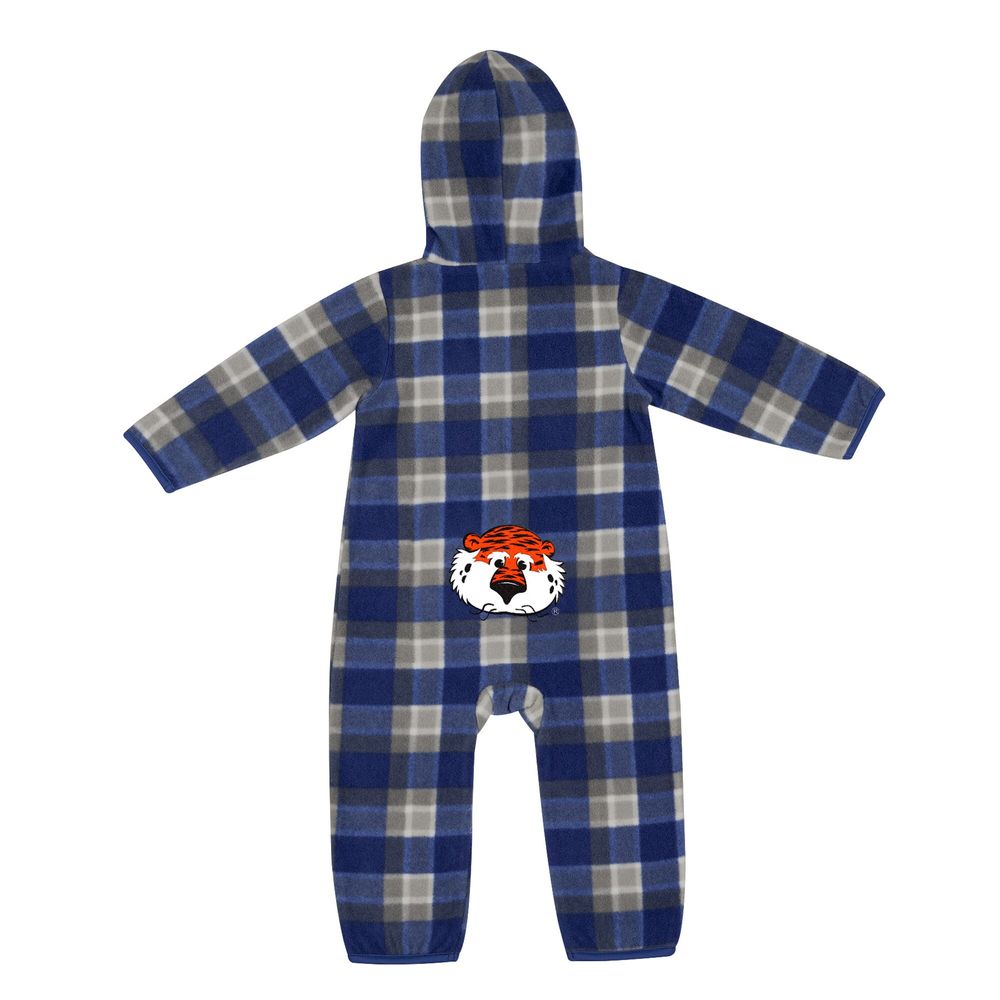 Infant Colosseum Navy/Gray Auburn Tigers Farays Plaid Full-Zip Hoodie Jumper