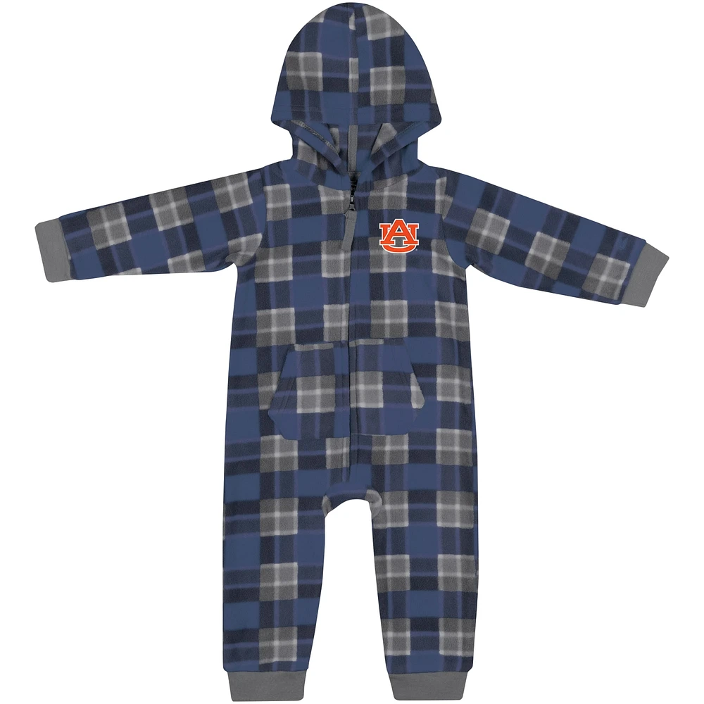 Pull à capuche carreaux et fermeture éclair complète pour bébé Colosseum Navy Auburn Tigers manches longues