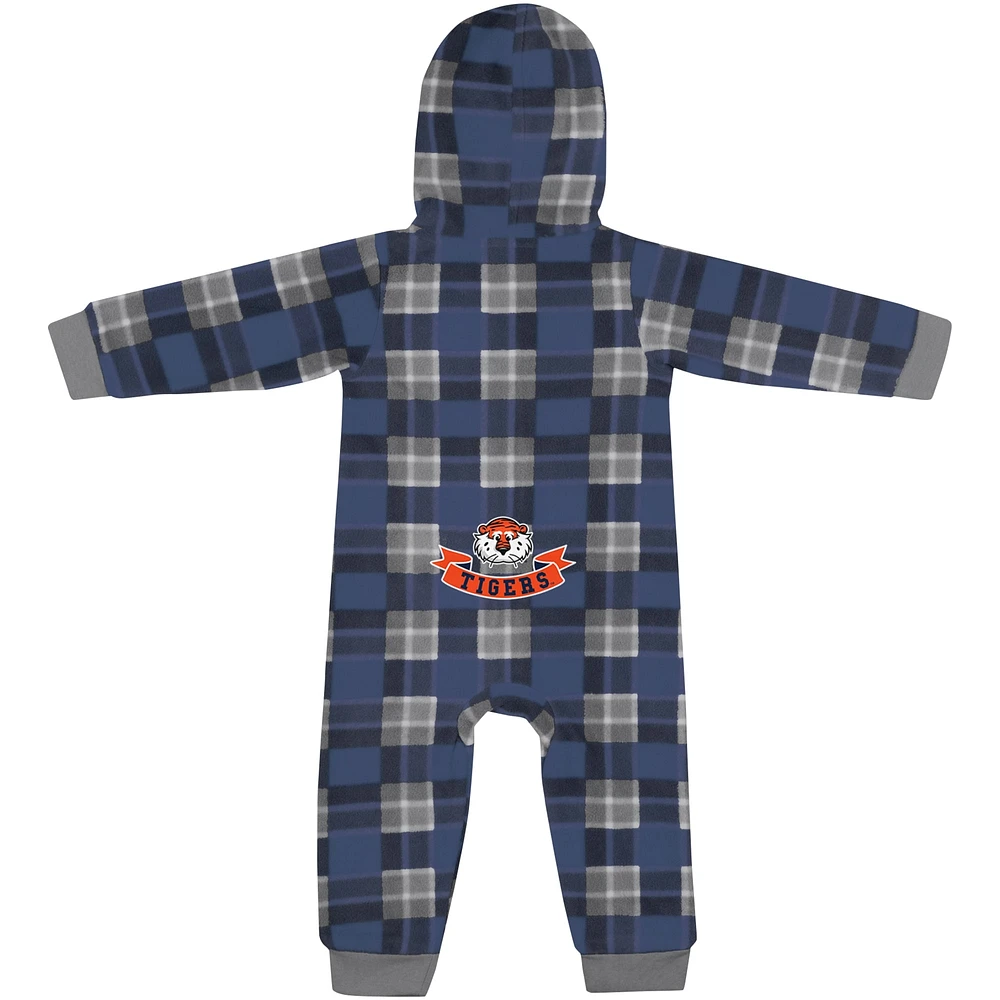 Pull à capuche carreaux et fermeture éclair complète pour bébé Colosseum Navy Auburn Tigers manches longues