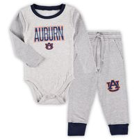 Infant Wes & Willy Heather Gray Auburn Tigers Jie Long Sleeve Bodysuit Pants Set