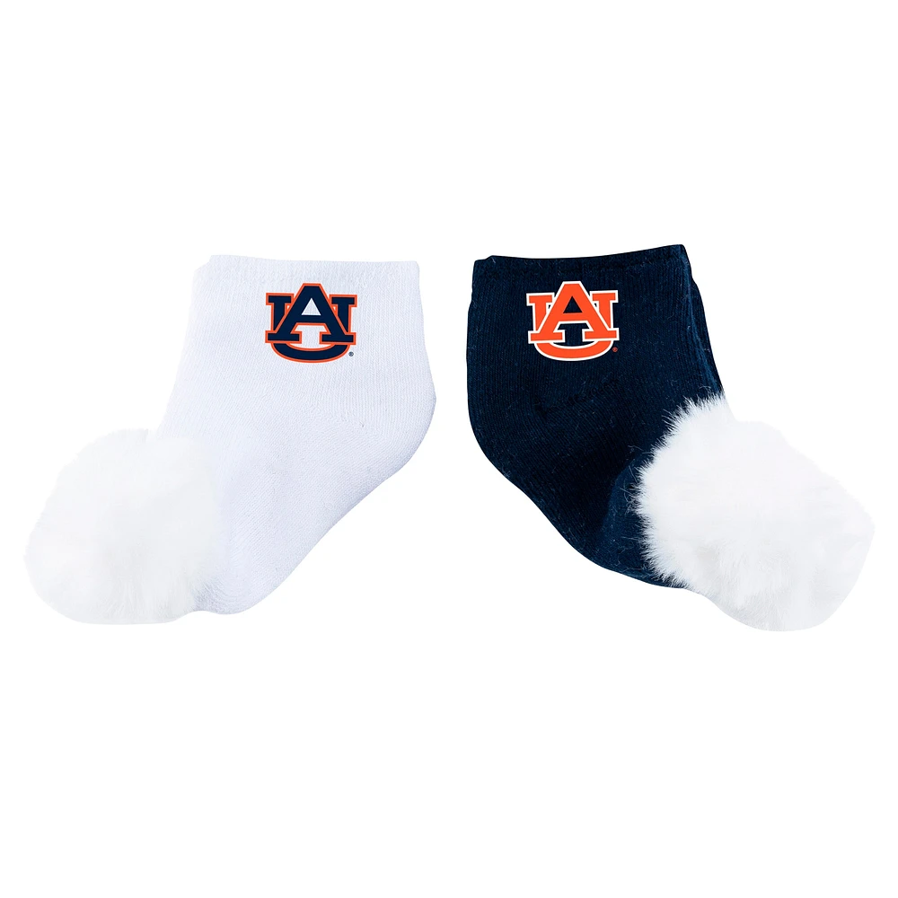 Lot de deux paires de chaussettes à pompon Auburn Tigers pour bébé ZooZatz