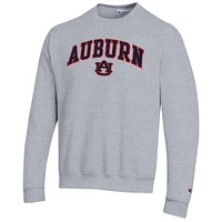 Men's Champion  Heather Gray Auburn Tigers Arch Over Logo Pullover Sweatshirt