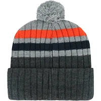 Men's '47 Charcoal Auburn Tigers Stack Striped Cuffed Knit Hat with Pom