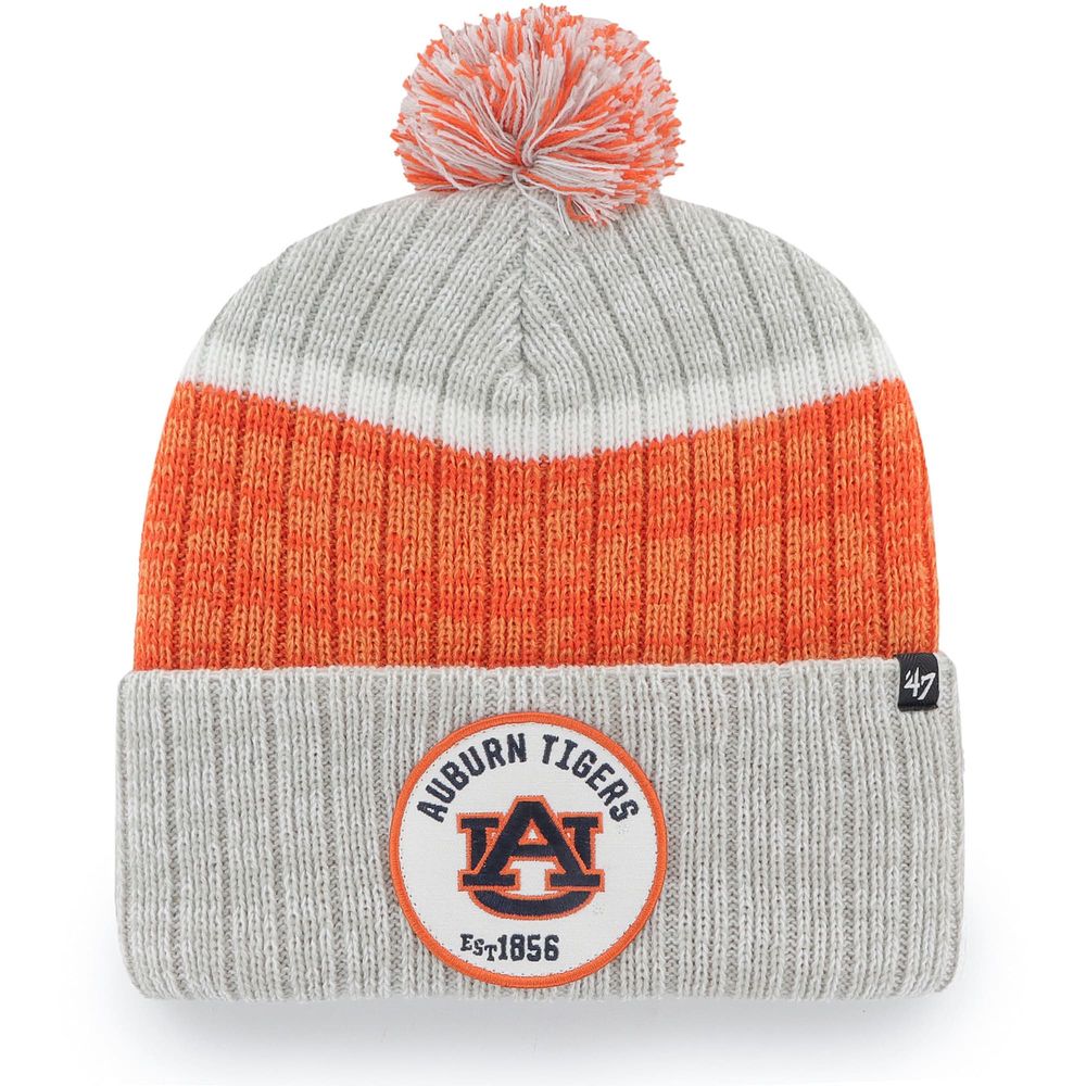 Men's '47 Gray Auburn Tigers Holcomb Cuffed Knit Hat with Pom