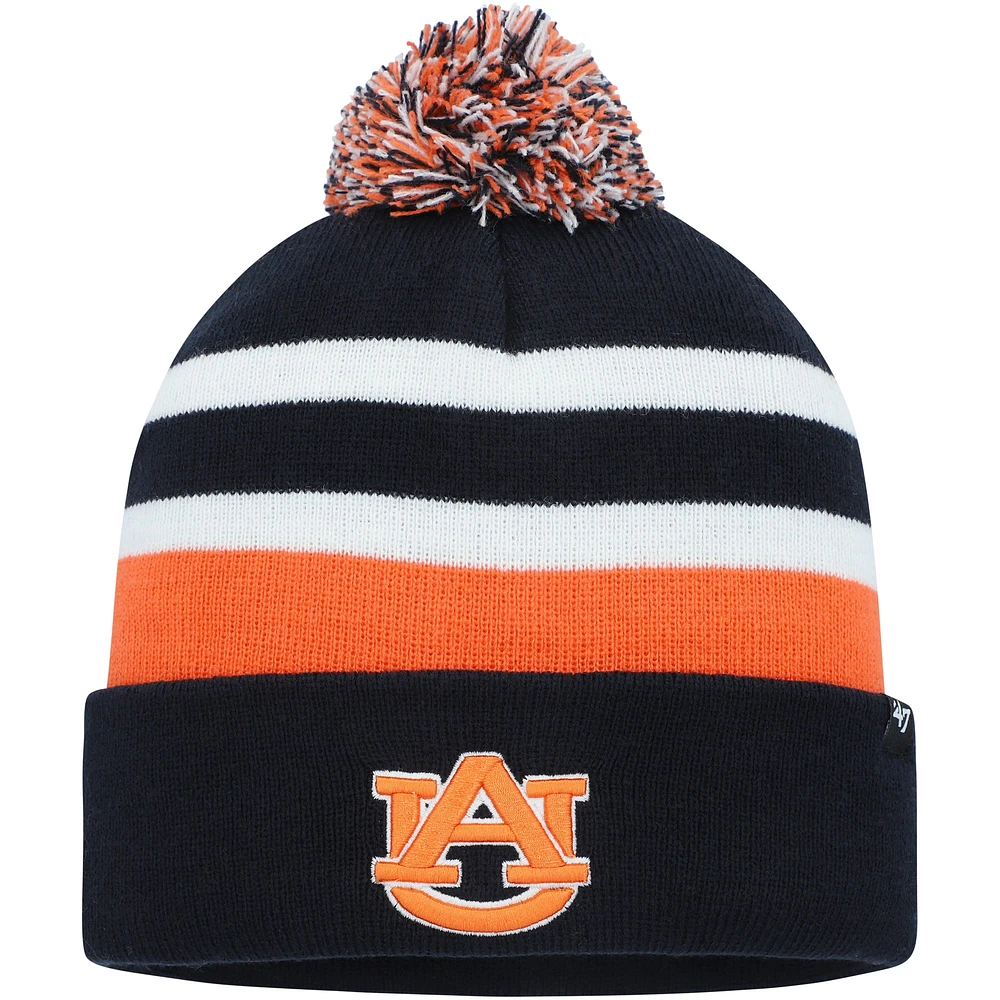 Bonnet en tricot à revers State Line '47 Navy Auburn Tigers pour homme avec pompon