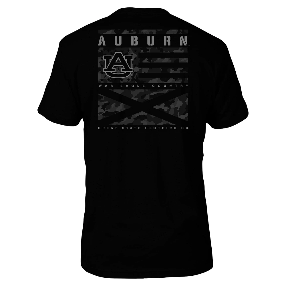 Men's Black Auburn Tigers Camo Flag Panel T-Shirt