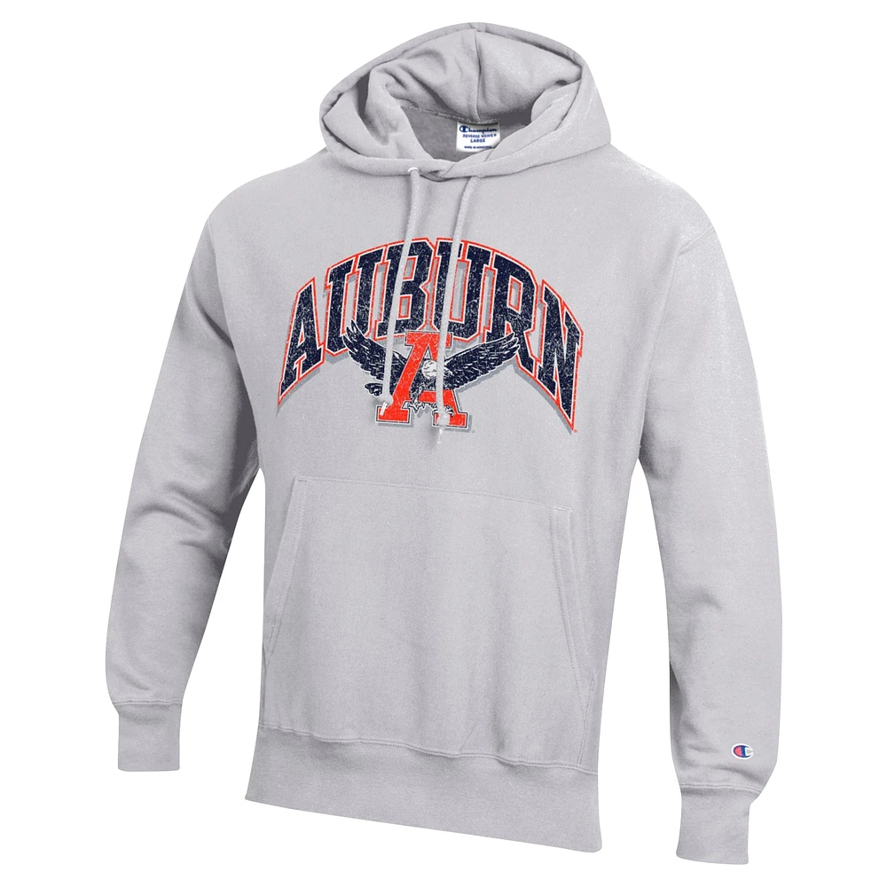 Men's Champion Gray Auburn Tigers Vault Late Night Reverse Weave Pullover Hoodie