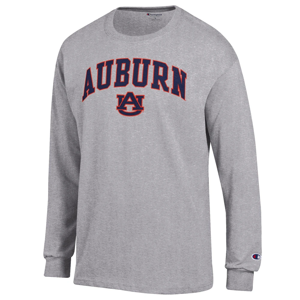 T-shirt à manches longues Basic Arch pour homme, gris chiné, Champion, Auburn Tigers