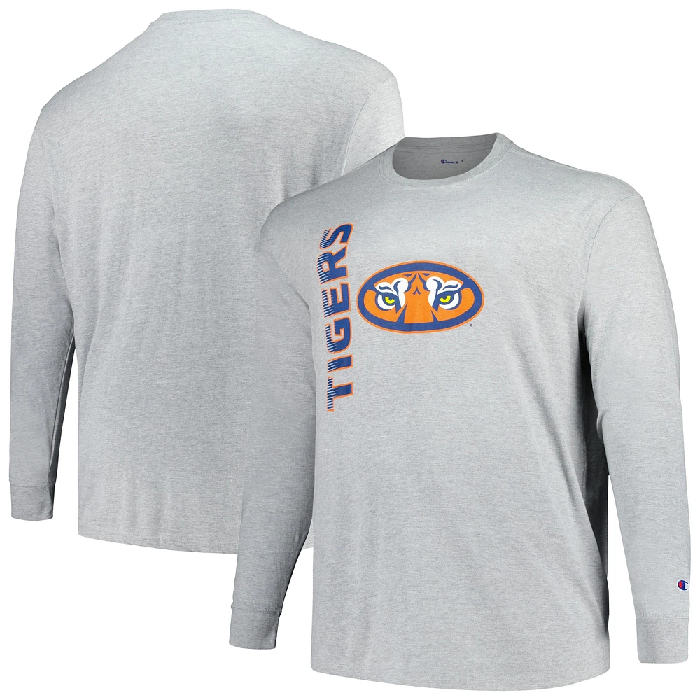 Men's Champion Heather Gray Auburn Tigers Big & Tall Mascot Long Sleeve T-Shirt