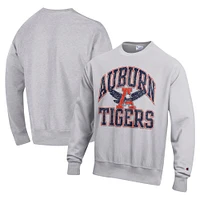 Men's Champion Heather Gray Auburn Tigers Vault Late Night Reverse Weave Pullover Sweatshirt