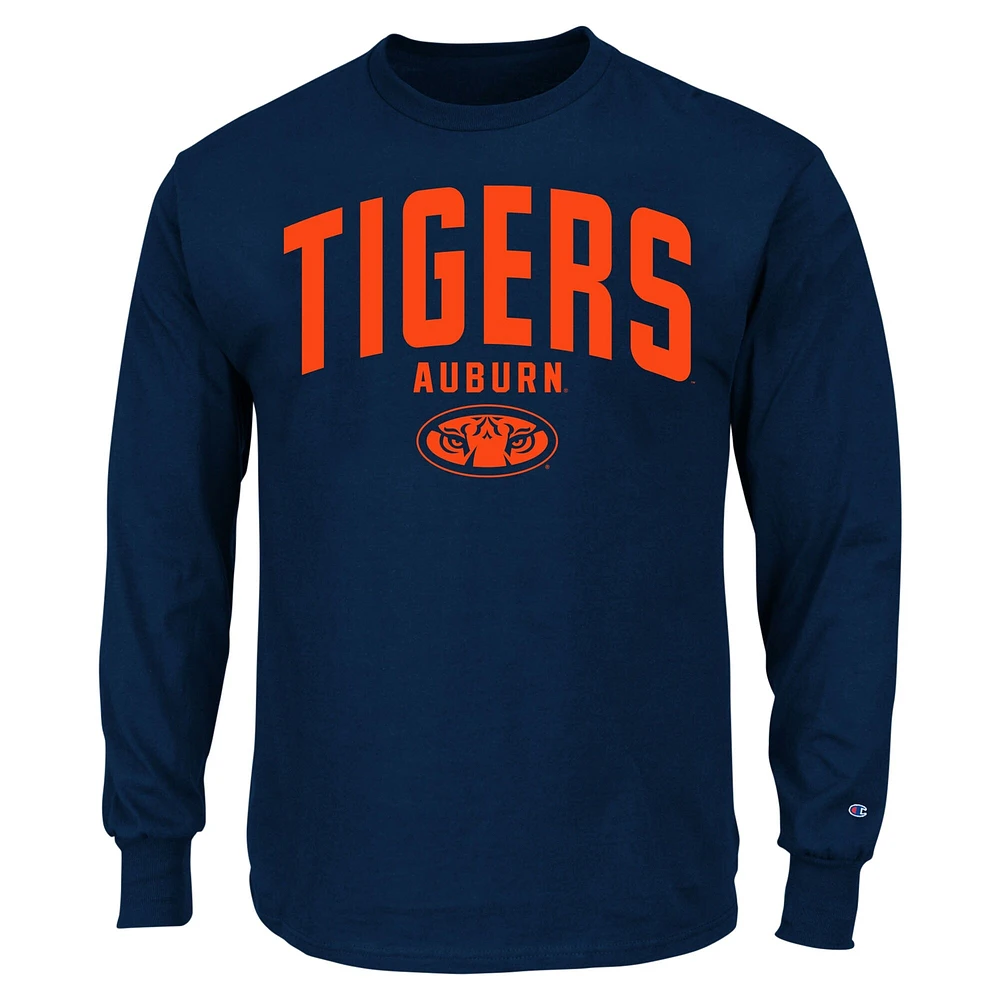 Champion Navy Auburn Tigers Big & Tall Arch T-shirt à manches longues pour hommes