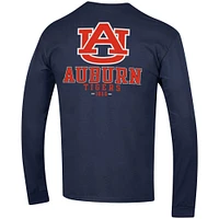 Men's Champion Navy Auburn Tigers Team Stack Long Sleeve T-Shirt