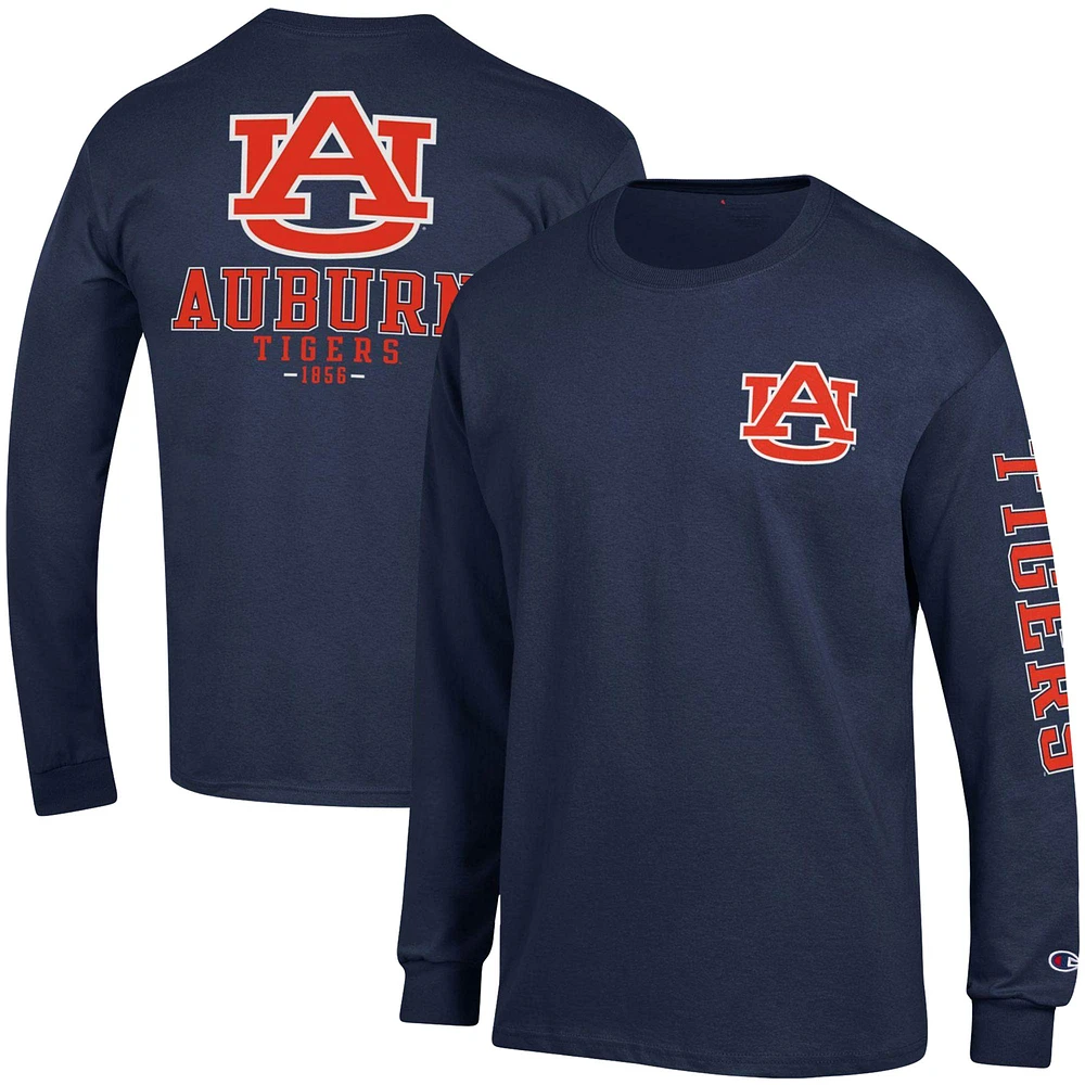 T-shirt à manches longues Champion Navy Auburn Tigers Team Stack pour homme