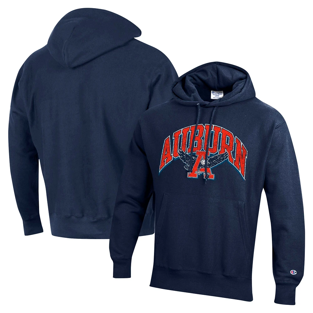 Men's Champion Navy Auburn Tigers Vault Late Night Reverse Weave Pullover Hoodie