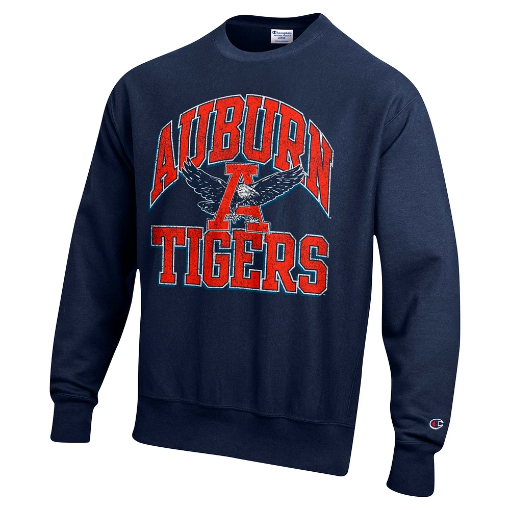 Men's Champion Navy Auburn Tigers Vault Late Night Reverse Weave Pullover Sweatshirt