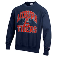 Men's Champion Navy Auburn Tigers Vault Late Night Reverse Weave Pullover Sweatshirt