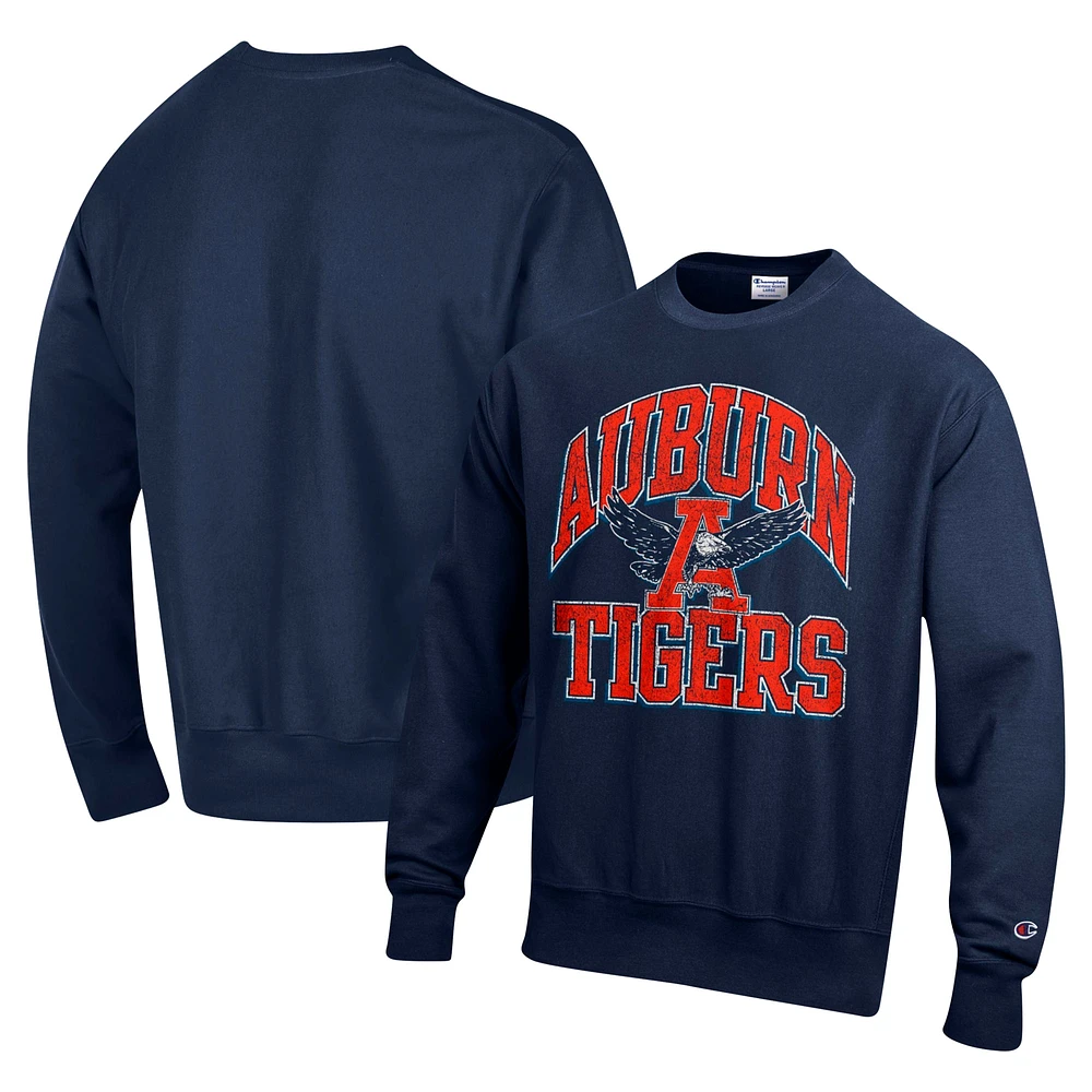 Sweat-shirt à enfiler Champion Navy Auburn Tigers Vault Late Night Reverse Weave pour homme