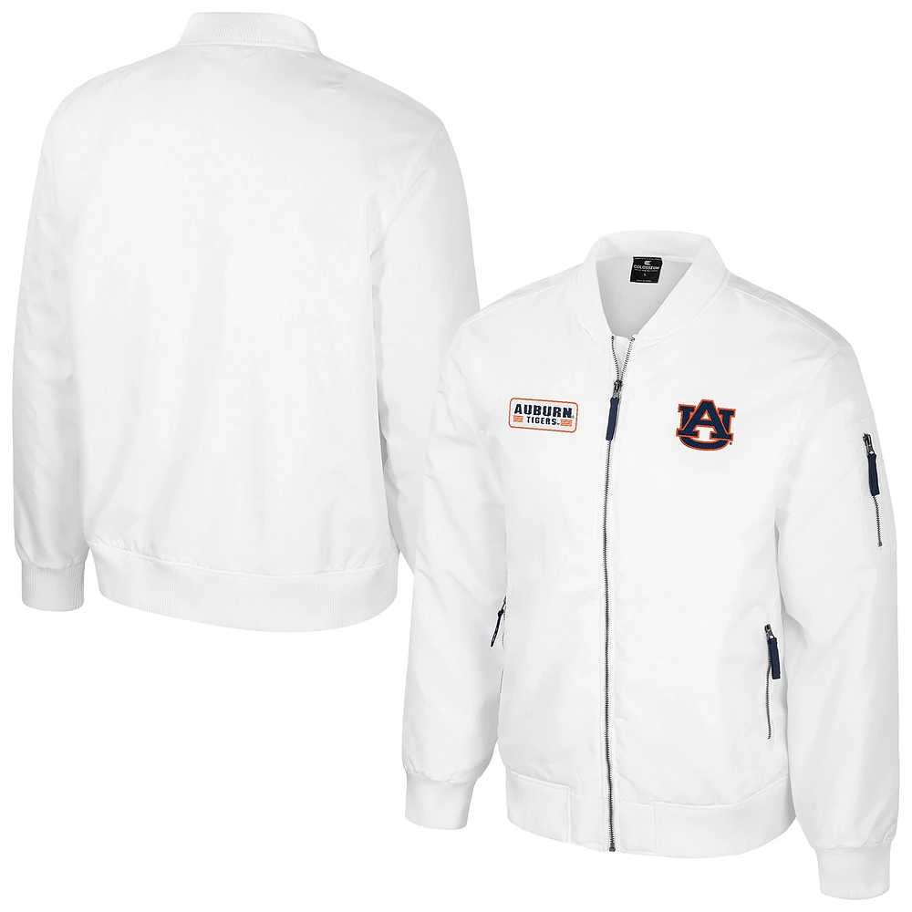 Blouson aviateur entièrement zippé Colosseum Auburn Tigers White Rabbit pour homme