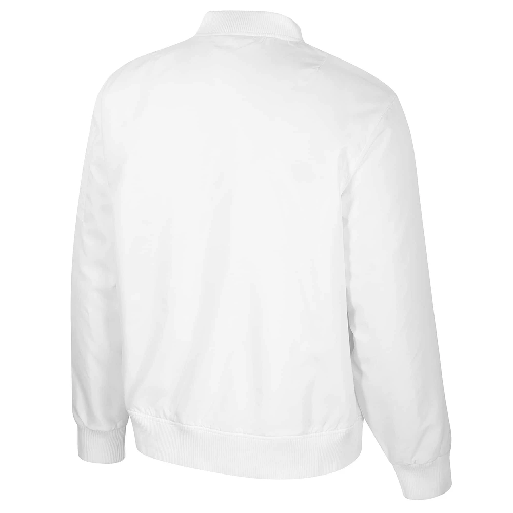 Men's Colosseum Auburn Tigers White Rabbit Full-Zip Bomber Jacket