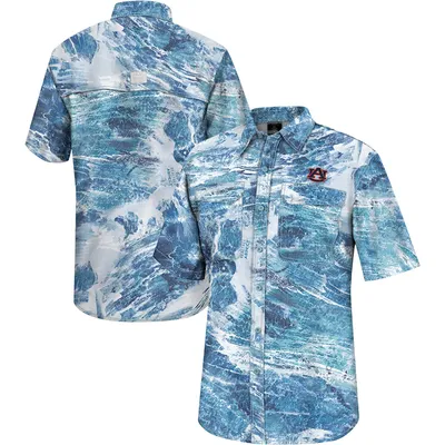 Colosseum Blue Auburn Tigers Realtree Aspect Charter Chemise de pêche à boutons complets pour homme