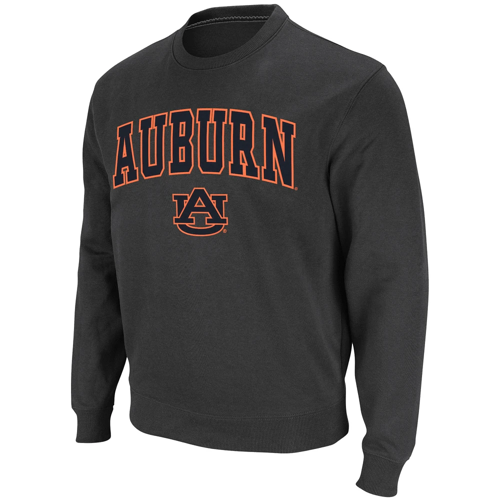 Men's Colosseum Charcoal Auburn Tigers Arch & Logo Crew Neck Sweatshirt