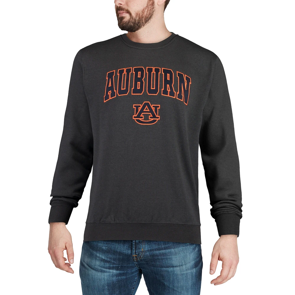 Men's Colosseum Charcoal Auburn Tigers Arch & Logo Crew Neck Sweatshirt