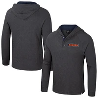 Men's Colosseum  Charcoal Auburn Tigers Dujour Ralgan Long Sleeve Henley Hoodie T-Shirt