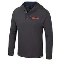 Men's Colosseum  Charcoal Auburn Tigers Dujour Ralgan Long Sleeve Henley Hoodie T-Shirt