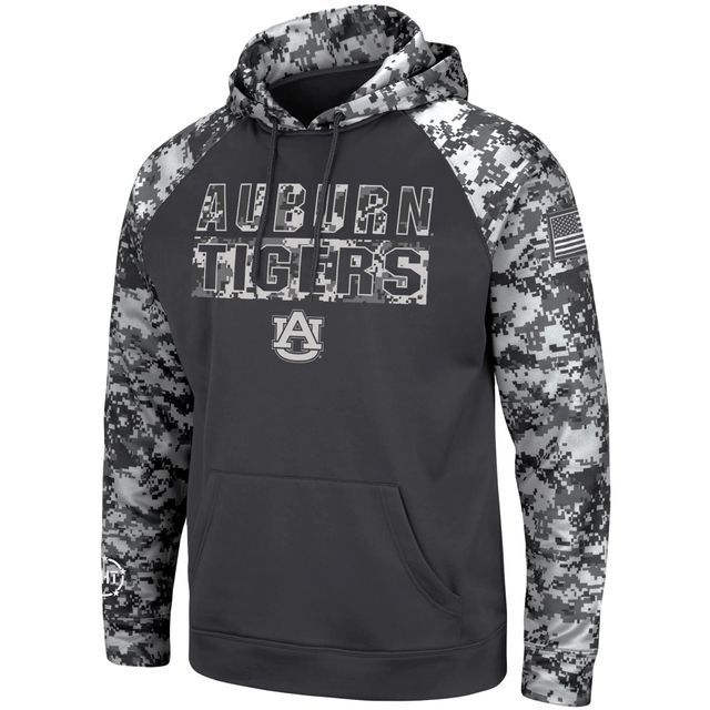 Sweat à capuche Colosseum Charcoal Auburn Tigers OHT Military Appreciation Digital Camo pour homme