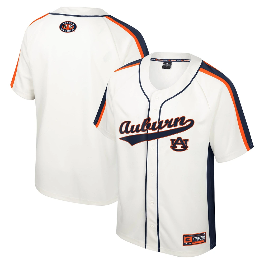 Maillot de baseball boutonné Ruth Auburn Tigers Colosseum crème pour hommes