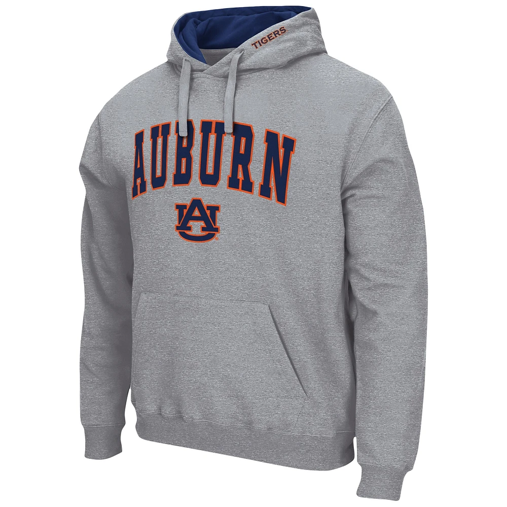 Chandail à capuchon Colosseum gris chiné pour hommes Auburn Tigers Arch & Logo 3.0