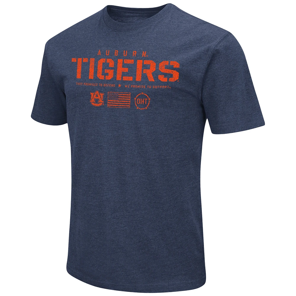 T-shirt Colosseum Heather Navy Auburn Tigers OHT Military Appreciation Flag 2.0 pour homme