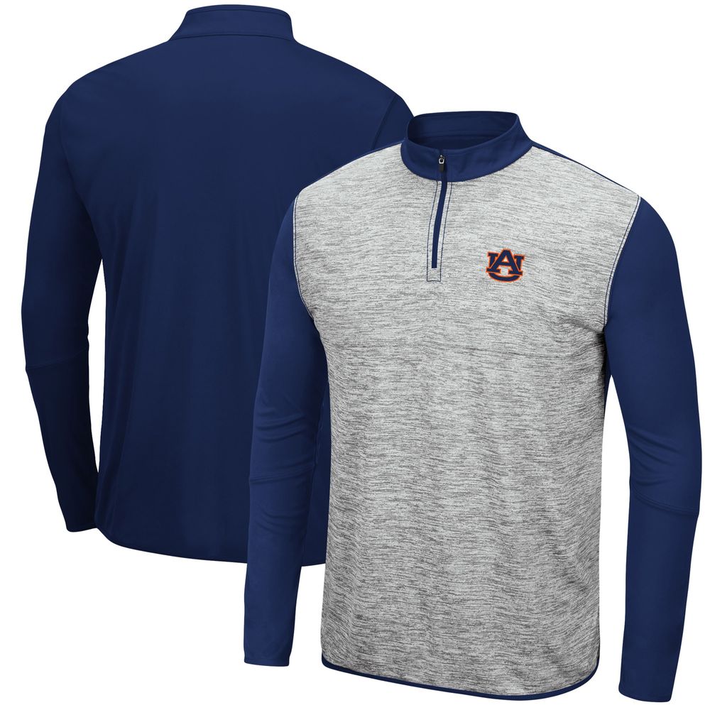 Men's Colosseum Heathered Gray/Navy Auburn Tigers Prospect Quarter-Zip Jacket