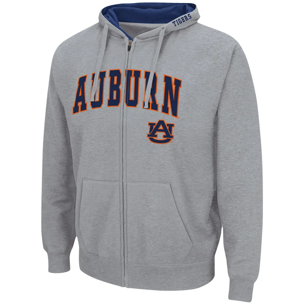 Sweat à capuche entièrement zippé Colosseum gris chiné Auburn Tigers Arch & Logo 3.0 pour homme