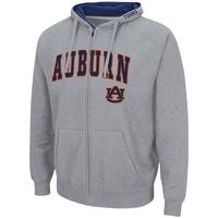 Men's Colosseum Heathered Gray Auburn Tigers Arch & Logo 3.0 Full-Zip Hoodie