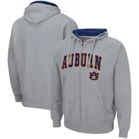 Sweat à capuche entièrement zippé Colosseum gris chiné Auburn Tigers Arch & Logo 3.0 pour homme