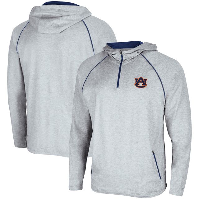 Chandail à capuchon colosseum gris chiné pour hommes Auburn Tigers Timeline Raglan quart-zip