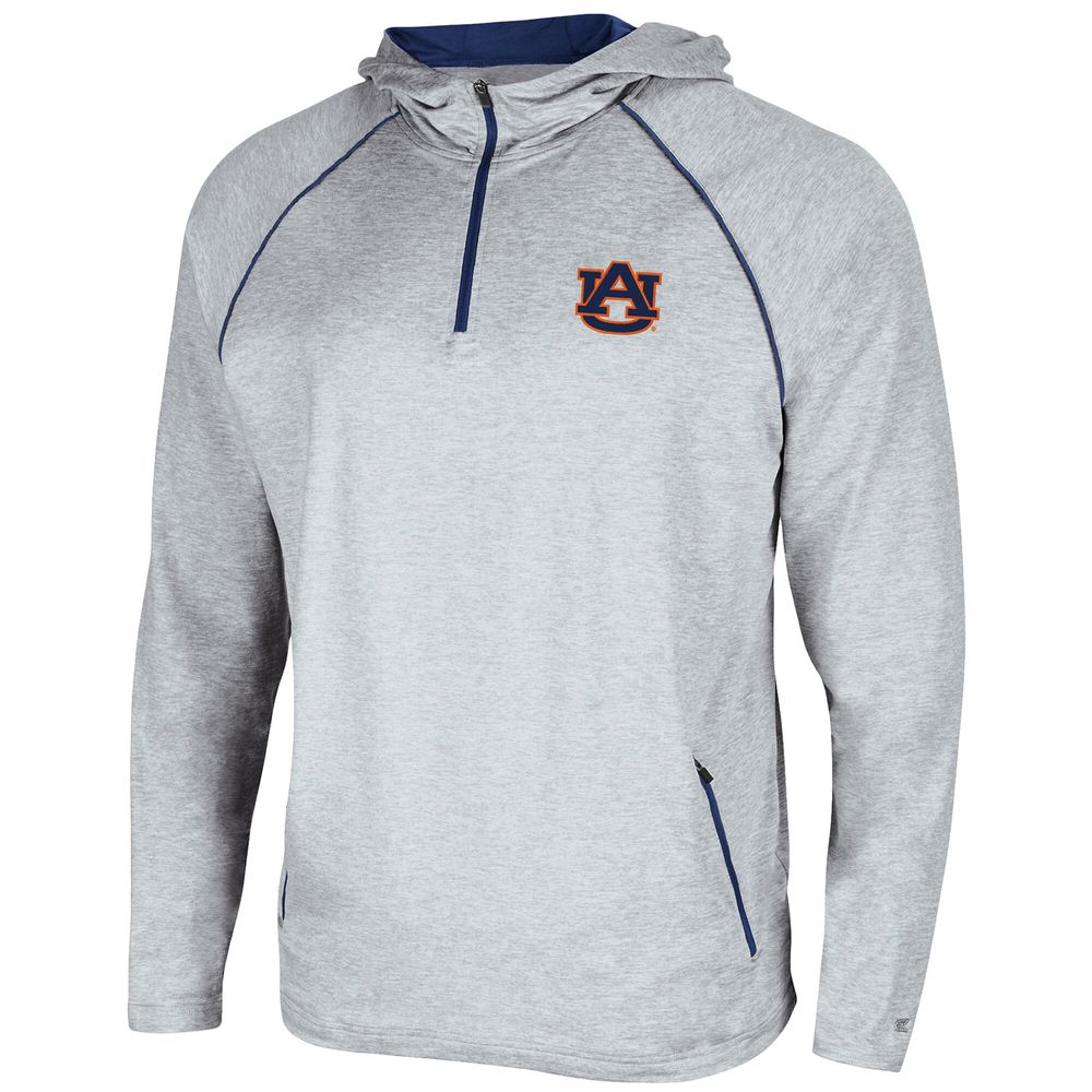 Men's Colosseum Heathered Gray Auburn Tigers Timeline Raglan Quarter-Zip Hoodie