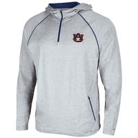 Men's Colosseum Heathered Gray Auburn Tigers Timeline Raglan Quarter-Zip Hoodie