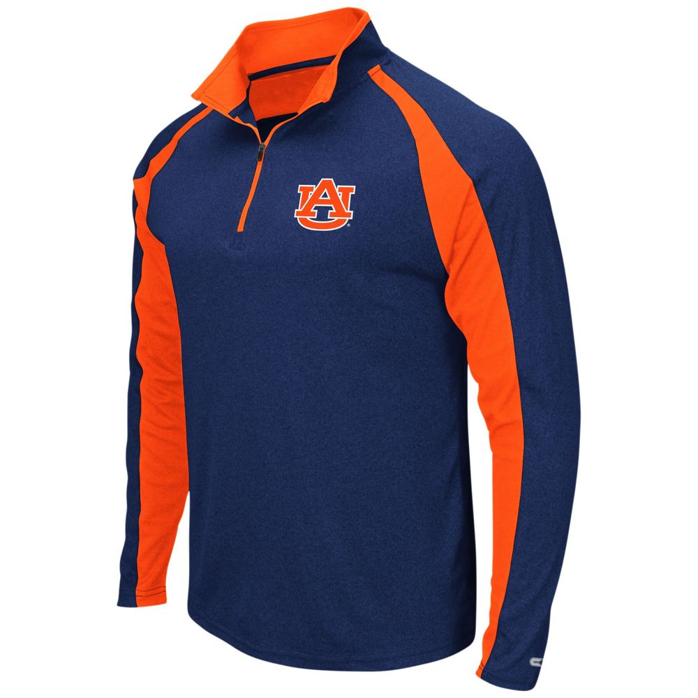 Men's Colosseum Heathered Navy Auburn Tigers The J. Peterman Quarter-Zip Pullover Jacket