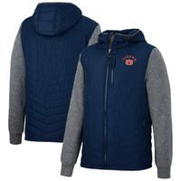 Men's Colosseum Navy/Charcoal Auburn Tigers Course Herringbone Full-Zip Hoodie