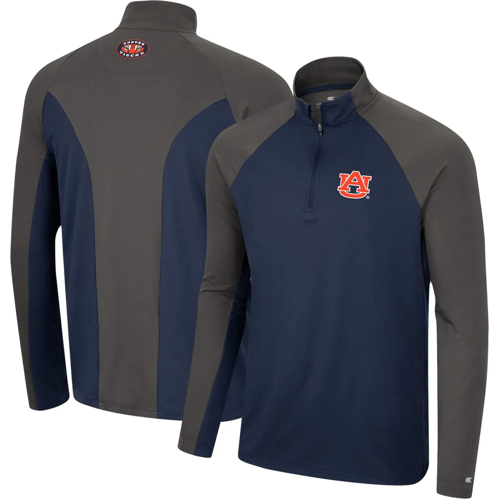 Men's Colosseum Navy/Charcoal Auburn Tigers Two Yutes Raglan Quarter-Zip Windshirt